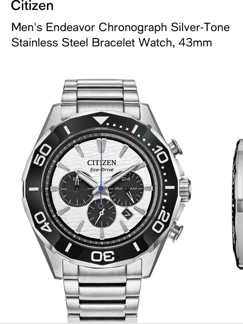 Citizen Men's Silver and Black Chronograph Stainless Steel Watch